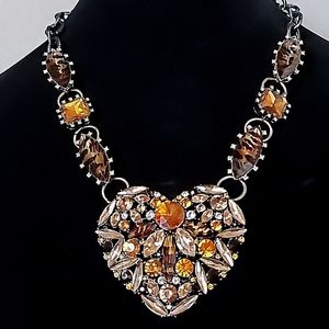 New Vintage! BETSEY JOHNSON Hollywood Glam Collection Tiger Heart Necklace.